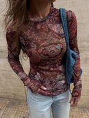 Blusa Tule Paisley Marsala