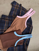 Blusa Regata Ribana Marrom com Rosa