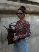 Blusa Tule Poá Marrom G