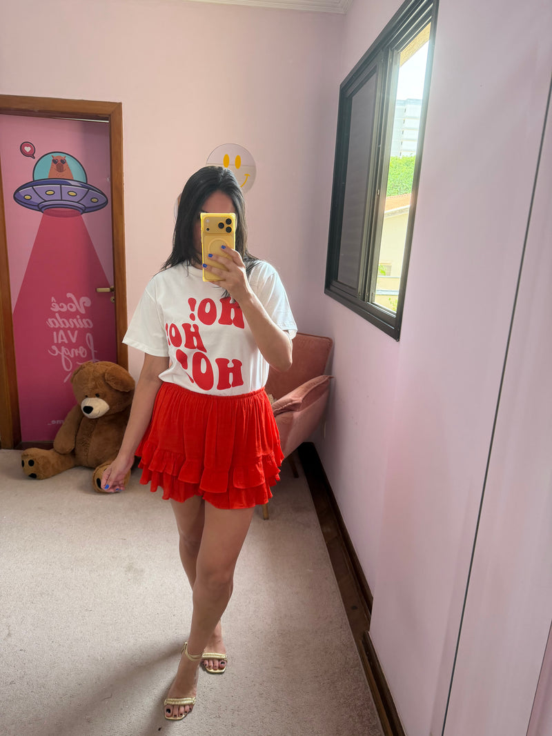 Short Babado Vermelho