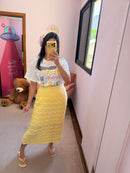 Saia Midi Tricot Amarelo