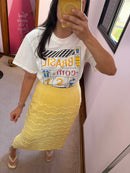 Saia Midi Tricot Amarelo