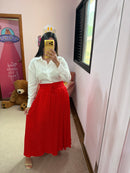 Saia Midi Poá Vermelha