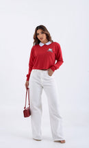 Blusa Cropped Moletom Com Gola | HELLO KITTY VERMELHO