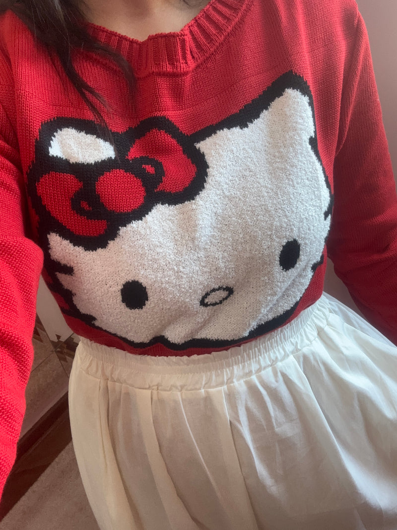Blusa Tricot Hello Kitty VERMELHO