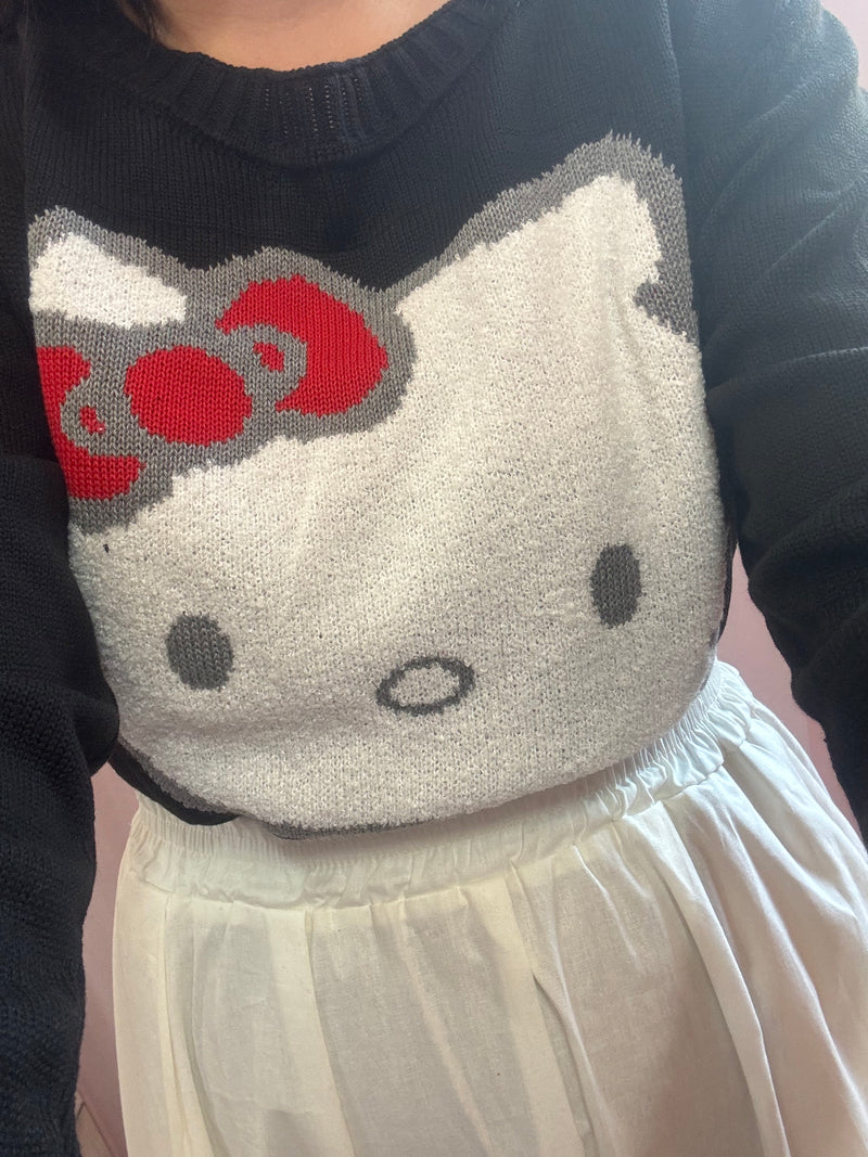 Blusa Tricot Hello Kitty PRETO