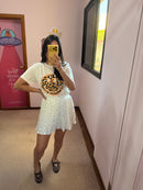 Short Saia Poá Branco M