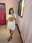 Short Saia Poá Branco M