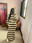 Conjunto Moletinho Listrado MARROM