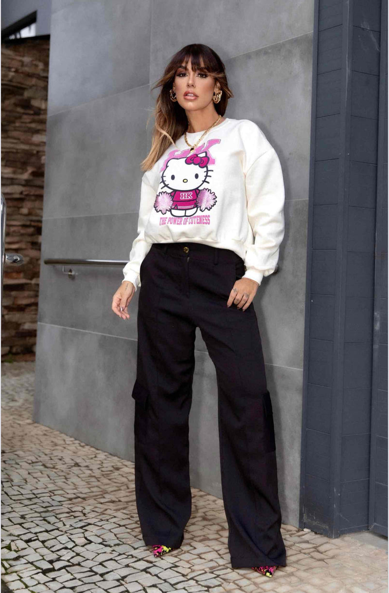 Blusa Moletom Cropped The Power of Cuteness HELLO KITTY