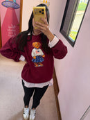 Blusa Moletom Over Urso Marsala