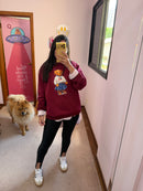 Blusa Moletom Over Urso Marsala