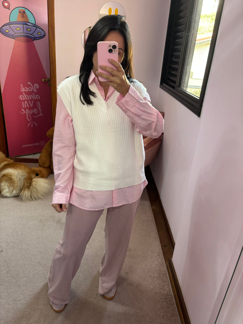 Colete Tricot Texturizado Branco