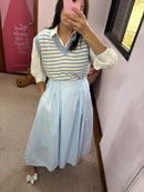 Colete Tricot Listrado Azul