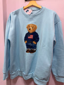 Blusa Moletom Urso Azul Bebê