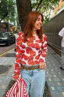 Blusa Tule Tomate Com Dedinho
