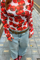Blusa Tule Tomate Com Dedinho