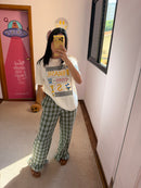 Calça Xadrez Verde Com Babado P