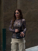 Blusa Tule Cobra Piton Azul