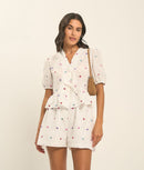 Blusa Manga Princesa Amarração Estampa De Coração