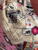 Lenço Cetim Selos Rosa