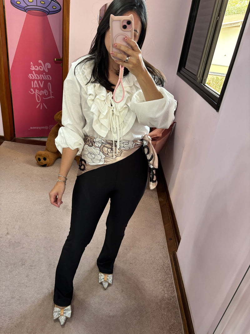 Lenço Cetim Floral Clássico