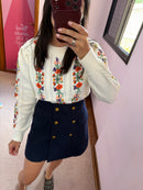 Short Saia Lã Batida Azul Marinho M
