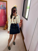Short Saia Lã Batida Azul Marinho M