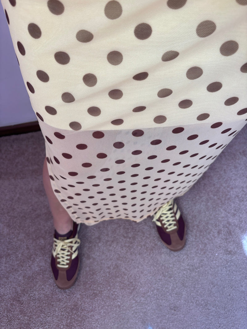 Vestido Midi Poá Tule Amarelo