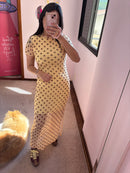 Vestido Midi Poá Tule Amarelo