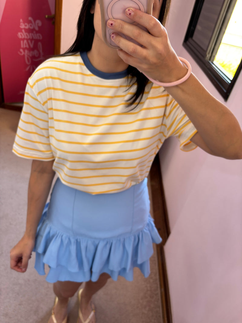 T-shirt Over Listra Amarelo