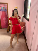 Short Saia Vermelho Bem Me Quer