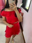 Short Saia Vermelho Bem Me Quer