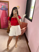 Short Alfaiataria Babado Branco Bem Me Quer