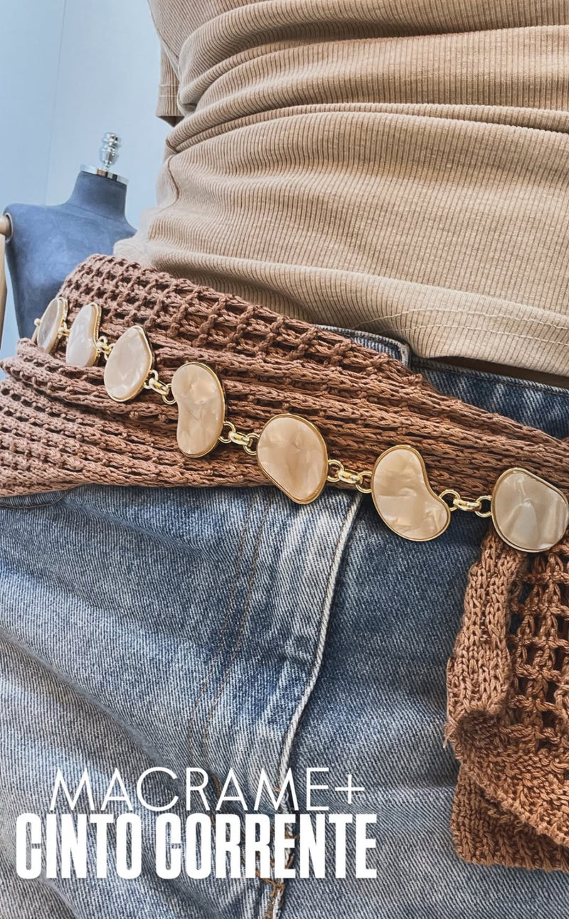 Lenço Macrame Crochê | CARAMELO