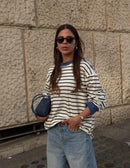 Blusa Over Listrada Azul