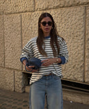 Blusa Over Listrada Azul