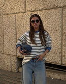 Blusa Over Listrada Azul