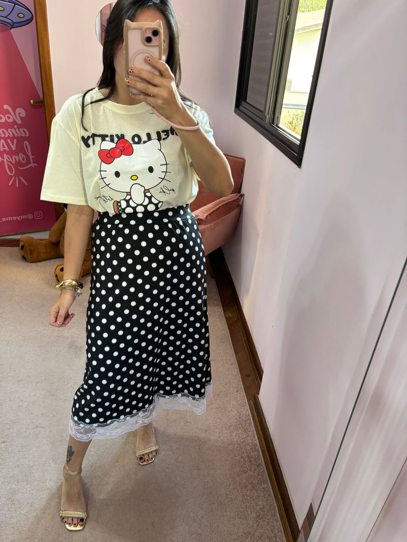 T-shirt Over Hello Kitty Poa Amarelo Manteiga