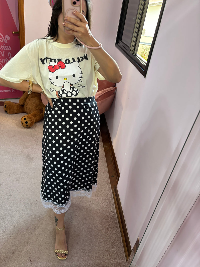 T-shirt Over Hello Kitty Poa Amarelo Manteiga