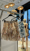 Saia Curta Floral Babado Hush