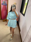 Saia Azul Babado