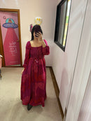 Vestido Longo Bufante Onça Rosa