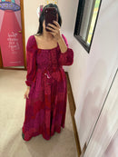 Vestido Longo Bufante Onça Rosa