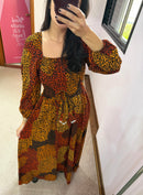 Vestido longo Bufante Onça Marrom