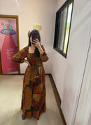 Vestido longo Bufante Onça Marrom
