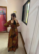 Vestido longo Bufante Onça Marrom