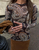 Blusa Tule Paisley Fundo Preto